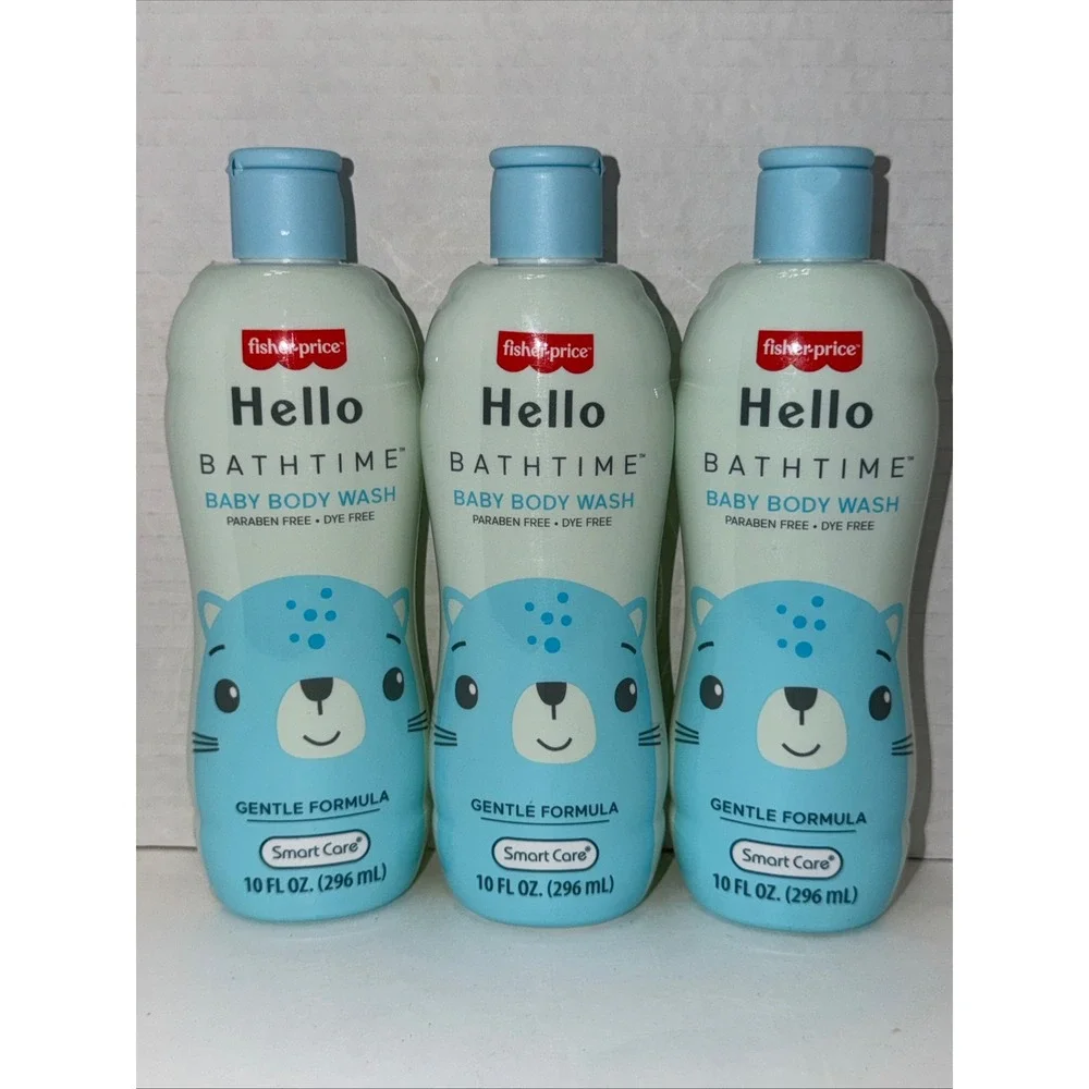 Fisher-Price Hello Bathtime Baby Body Wash Paraben Dye Free 10oz 3 Pack
